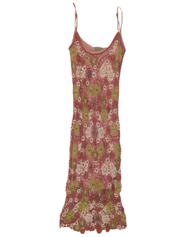 Rochie maxi din croșetat Claire Kennedy pentru femei US 2 XS roz floral