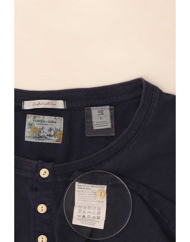 Scotch & Soda Top pentru bărbați cu mânecă lungă mare din bumbac bleumarin