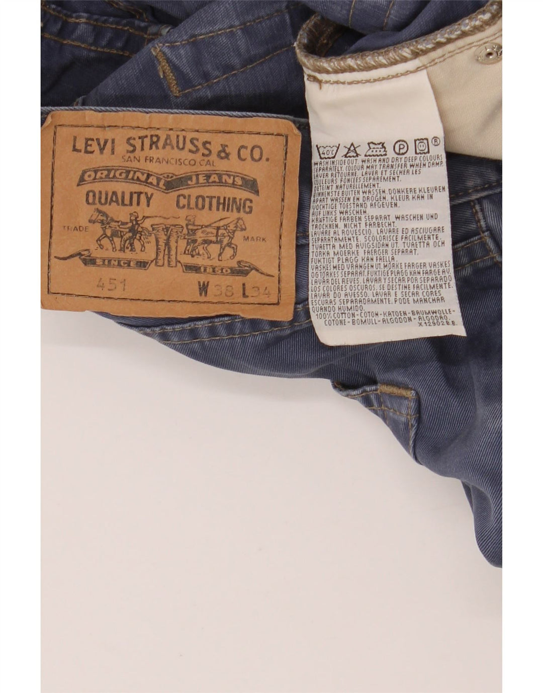 Blugi conici pentru bărbați LEVI'S 451 W38 L30 Bumbac albastru