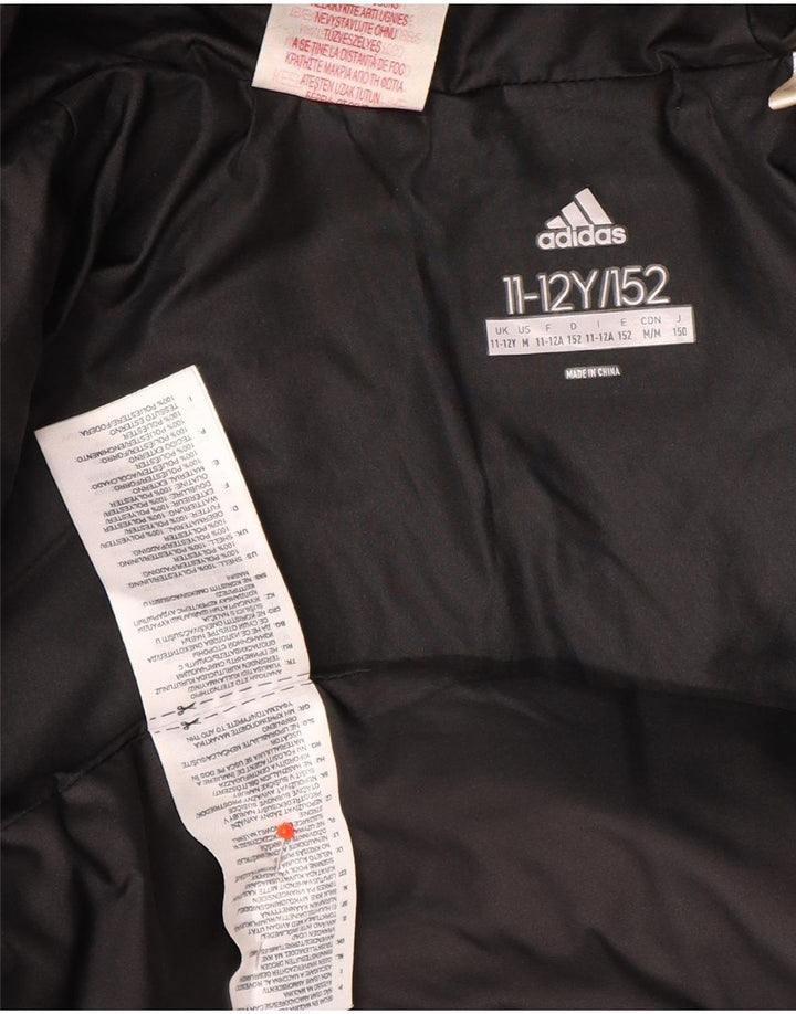 Jachetă căptușită cu glugă Adidas pentru băieți 11-12 ani, poliester negru