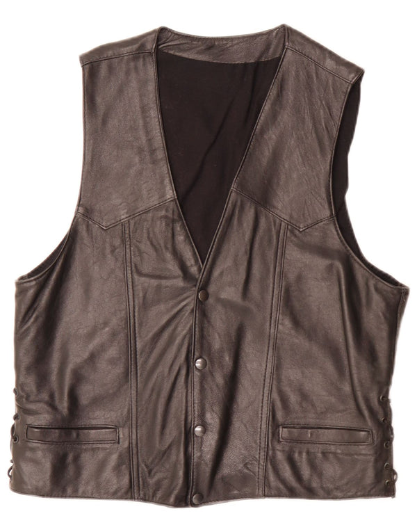 Vestă de piele vintage pentru bărbați, mică, neagră