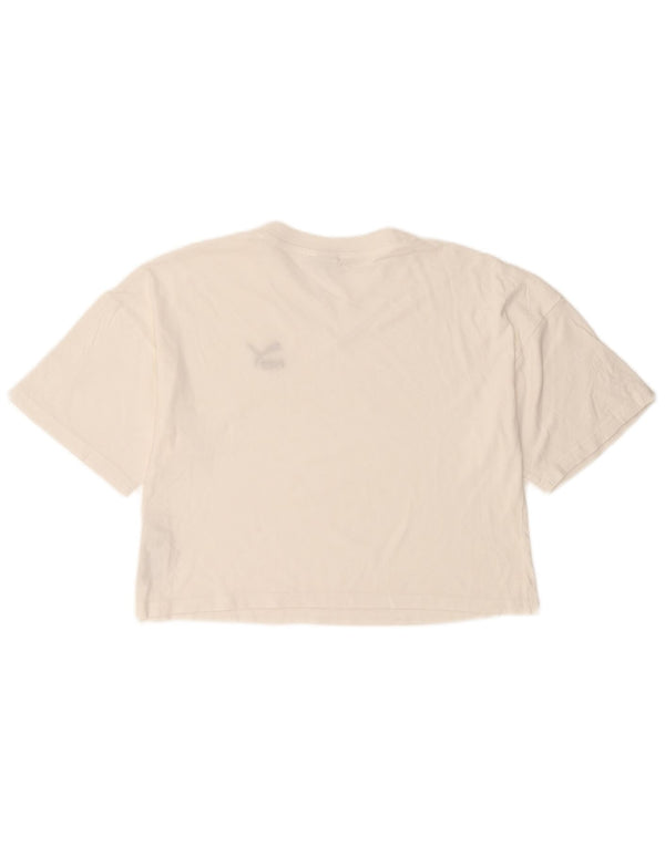 Puma Womens Oversized Crop T-shirt Top UK 6 XS Bumbac alb