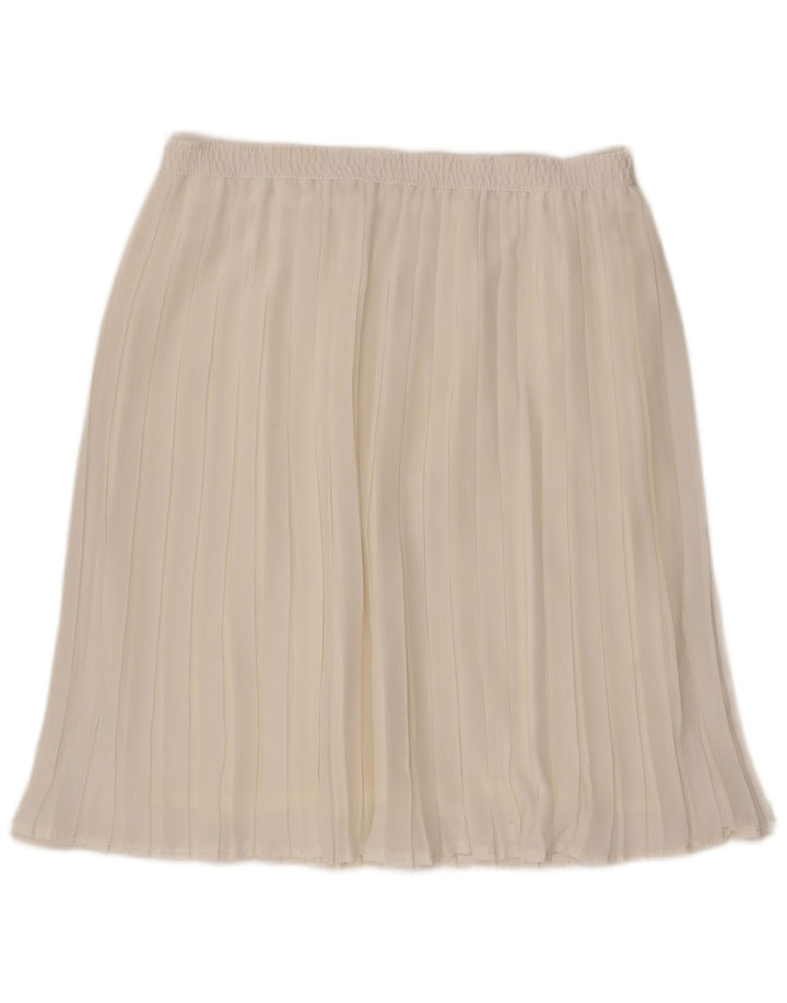 Fusta plisată vintage pentru femei W36 XL din poliester alb