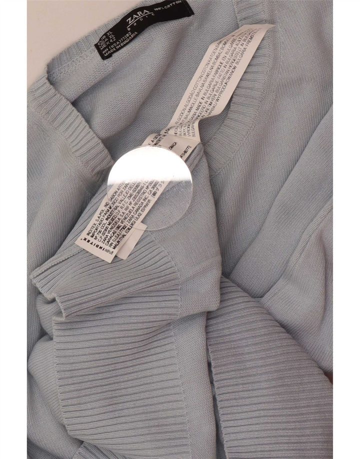 Pulover pentru bărbați Zara, cu gât crew, XL, bumbac, albastru