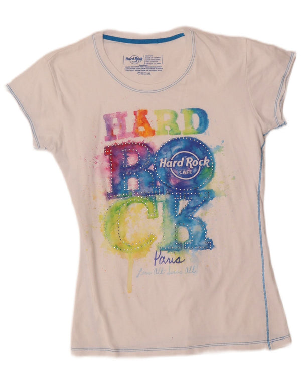 Hard Rock Cafe Paris Tricou grafic Top UK 12 Bumbac alb mediu