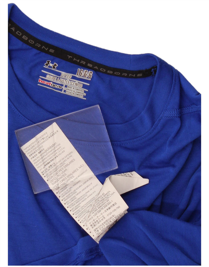 Tricou Under Armour pentru bărbați Heat Gear Top mare din poliester albastru