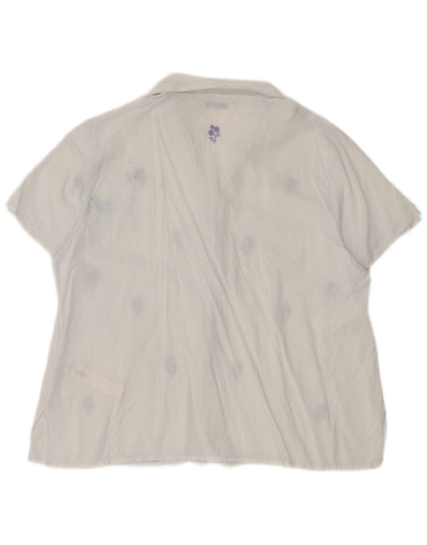 Cămașă cu mânecă scurtă pentru femei Marks & Spencer UK 12 Medium Blue Floral Bumbac