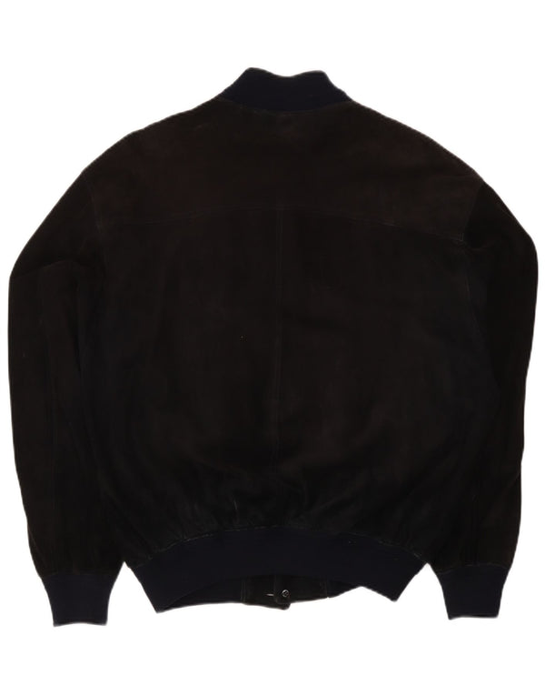Bomber vintage pentru bărbați din piele intoarsa UK 38 Medium Black Colorblock Piele