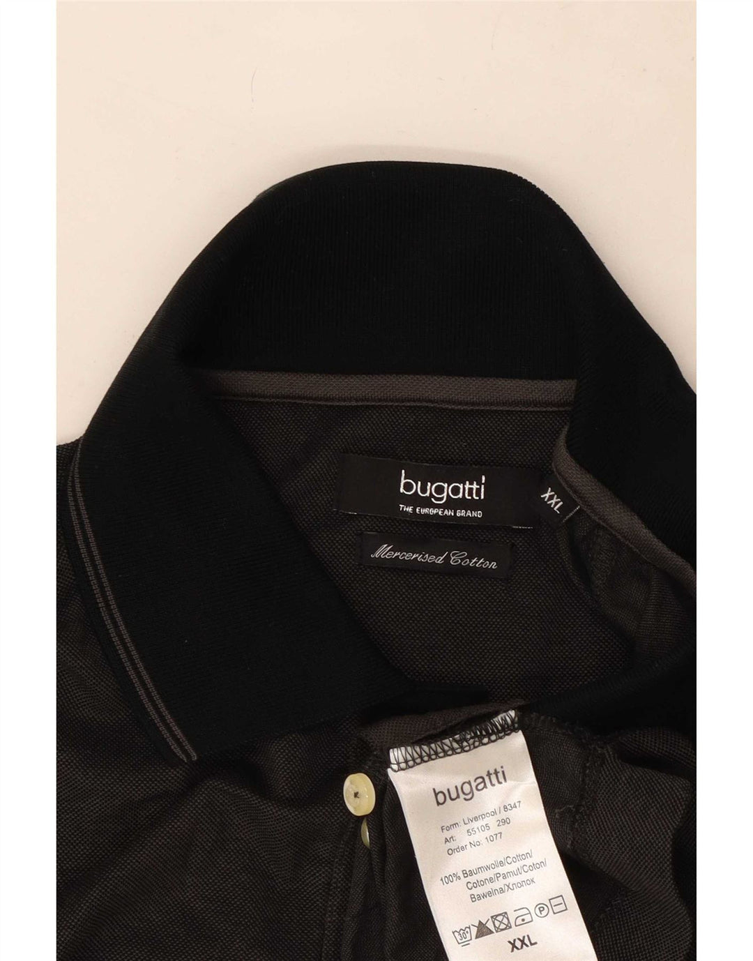 Tricou polo Bugatti pentru bărbați 2XL bumbac negru