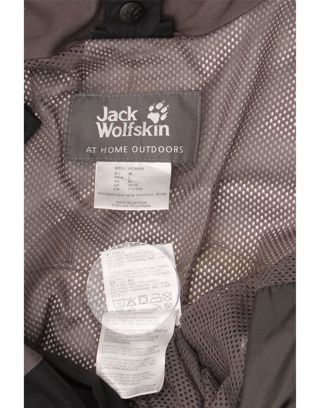 JACK WOLFSKIN Jachetă de ploaie cu glugă pentru bărbați UK 36/38 Medium Black Colorblock