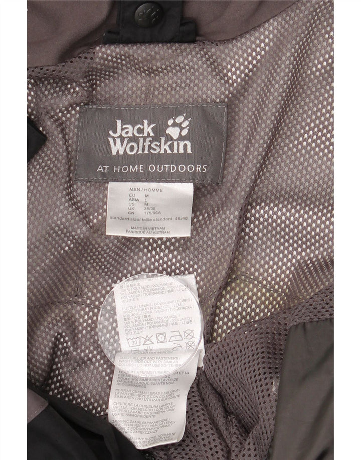 JACK WOLFSKIN Jachetă de ploaie cu glugă pentru bărbați UK 36/38 Medium Black Colorblock