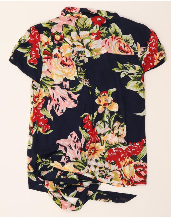 Bluză cămașă cu mânecă scurtă pentru femei Guess UK 10 Mic albastru marin Floral