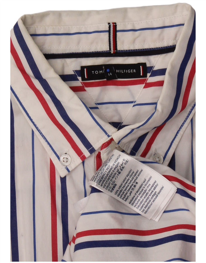 Cămașă TOMMY HILFIGER Băieți 13-14 Ani Bumbac Pinstripe Alb