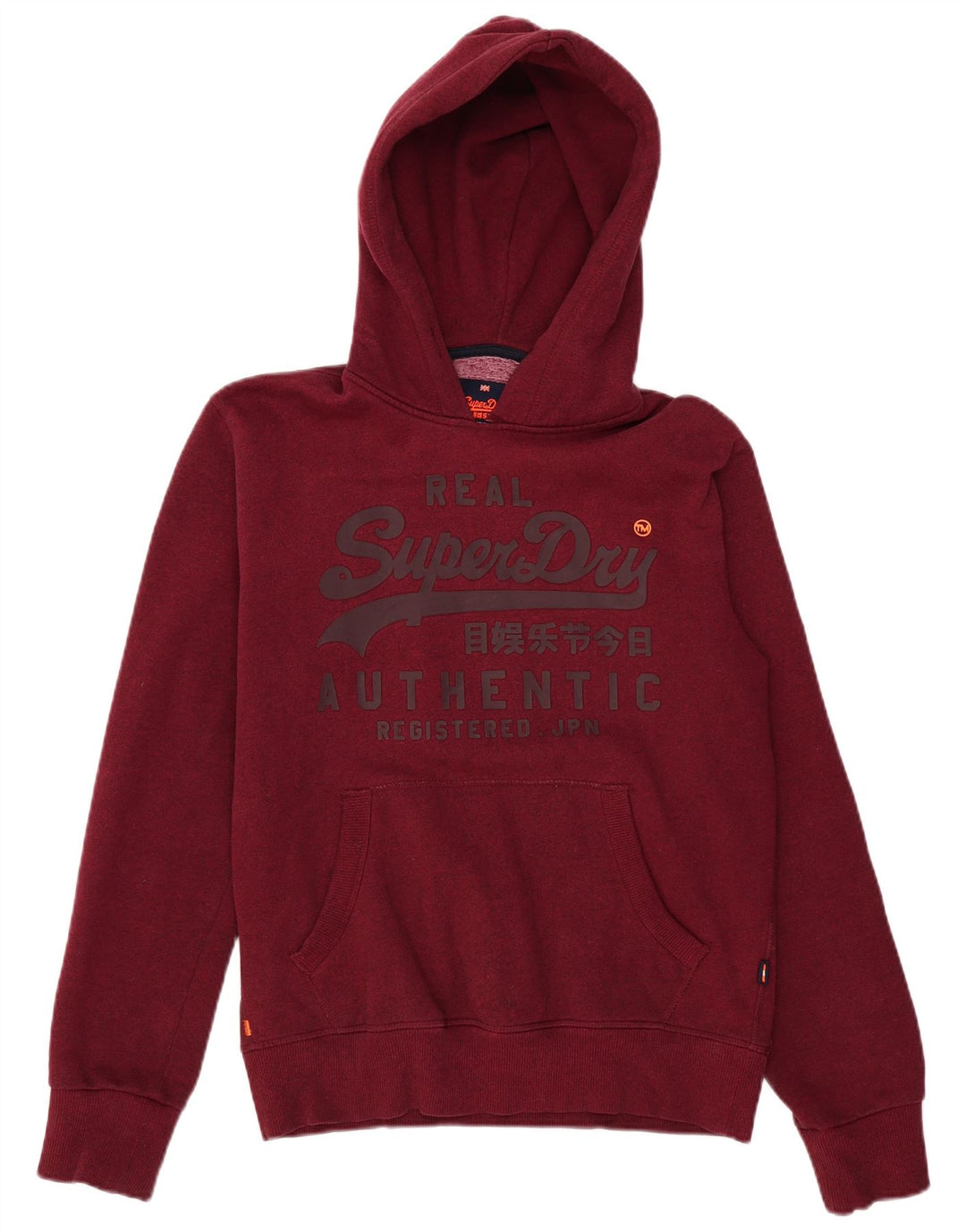 SUPERDRY Pulover cu glugă grafic pentru bărbați, bumbac mediu burgundy