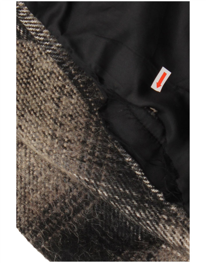 ZARA Womens Hooded Overcoat UK 14 Medium Black Plaid Polyester