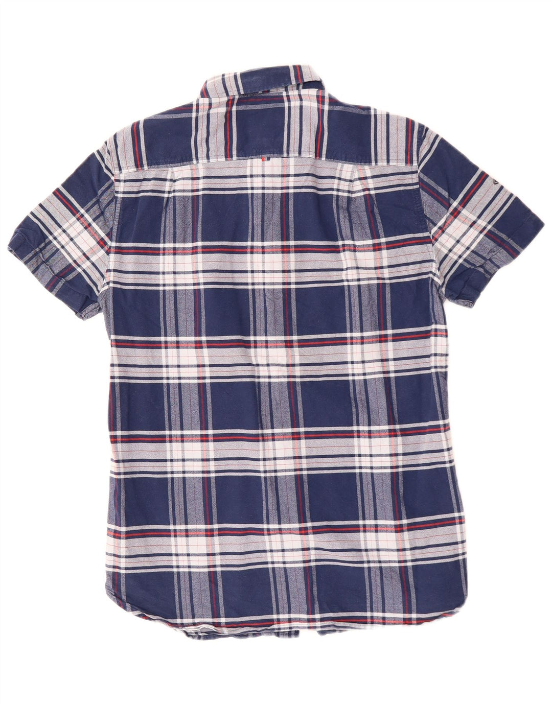 Cămașă cu mânecă scurtă pentru bărbați SUPERDRY, bumbac cu carouri, albastru bleumarin mediu