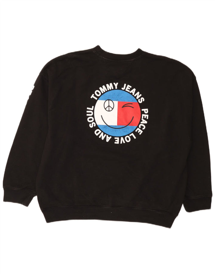 Hanorac grafic pentru bărbați Tommy Hilfiger Pulover mare, negru, bumbac