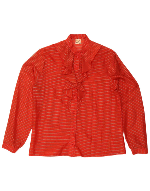 Bluză Vintage pentru femei cu volane în față Top IT 48 XL Poliester cu dungi roșii