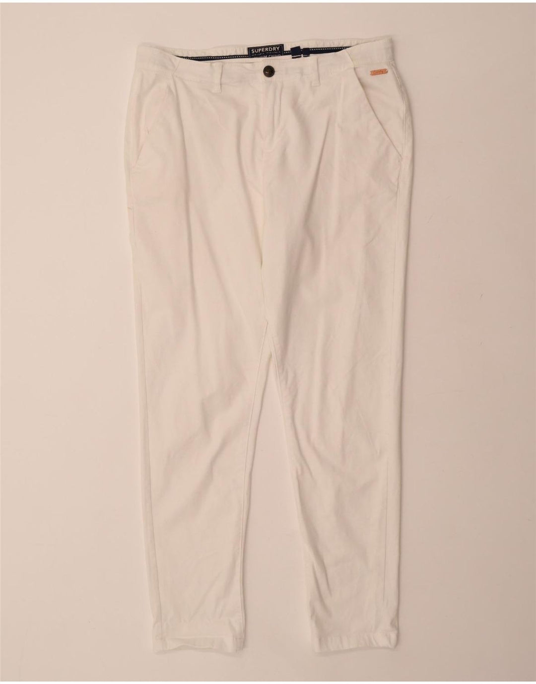 SUPERDRY Pantaloni chino subțiri pentru femei UK 16 Large W34 L29 Bumbac alb