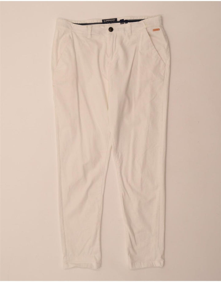 SUPERDRY Pantaloni chino subțiri pentru femei UK 16 Large W34 L29 Bumbac alb