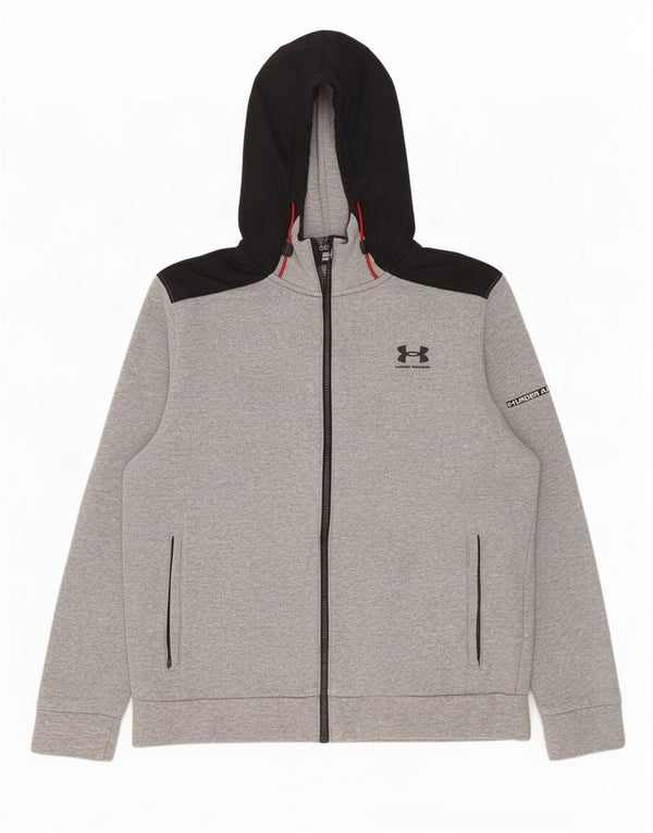 Pulover Under Armour pentru bărbați, cu fermoar, din bumbac color bloc, gri mediu