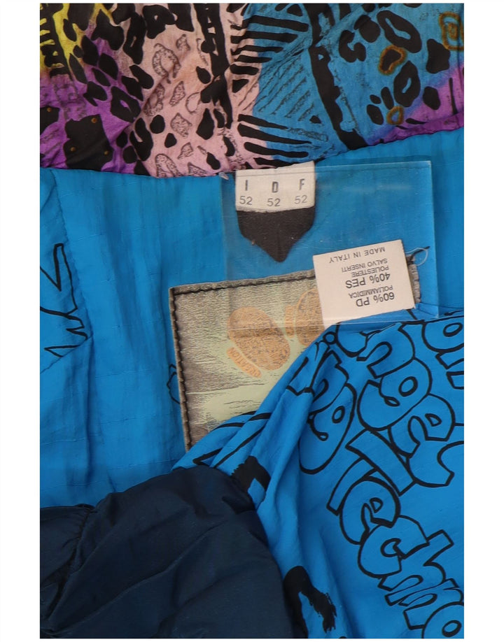 Jachetă de schi supradimensionată pentru femei Vintage IT 52 2XL albastru cu imprimeu animal din poliamidă