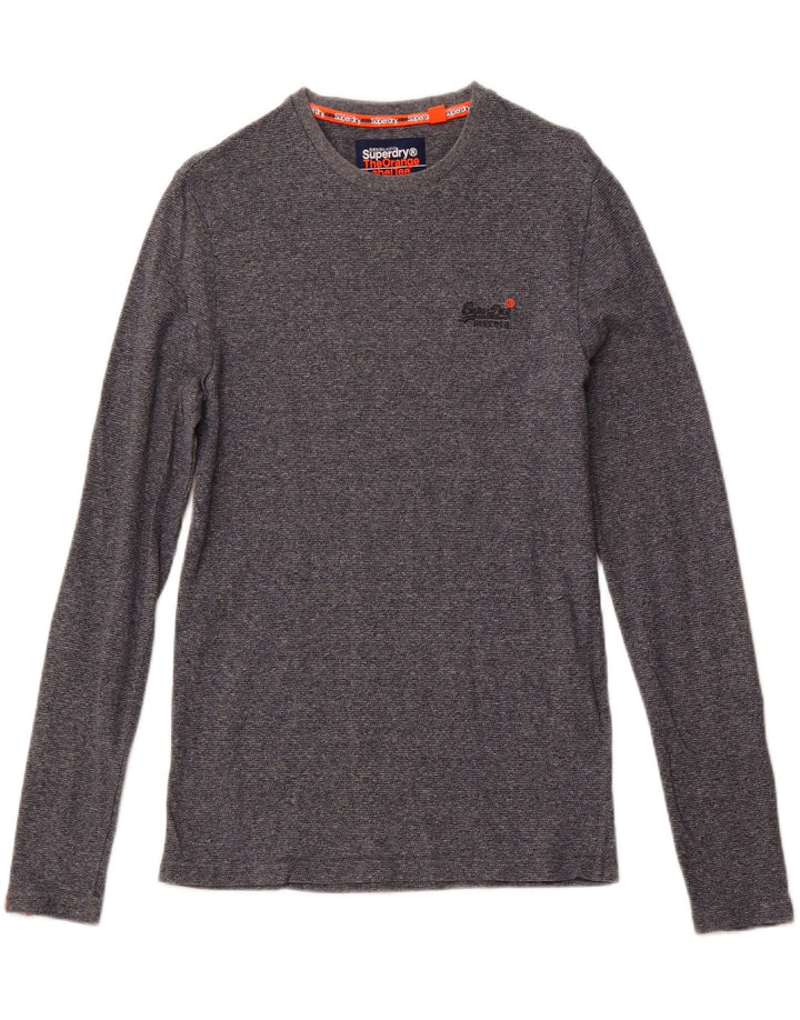 SUPERDRY Top pentru bărbați cu mânecă lungă, mic, albastru marine, bumbac cu pete