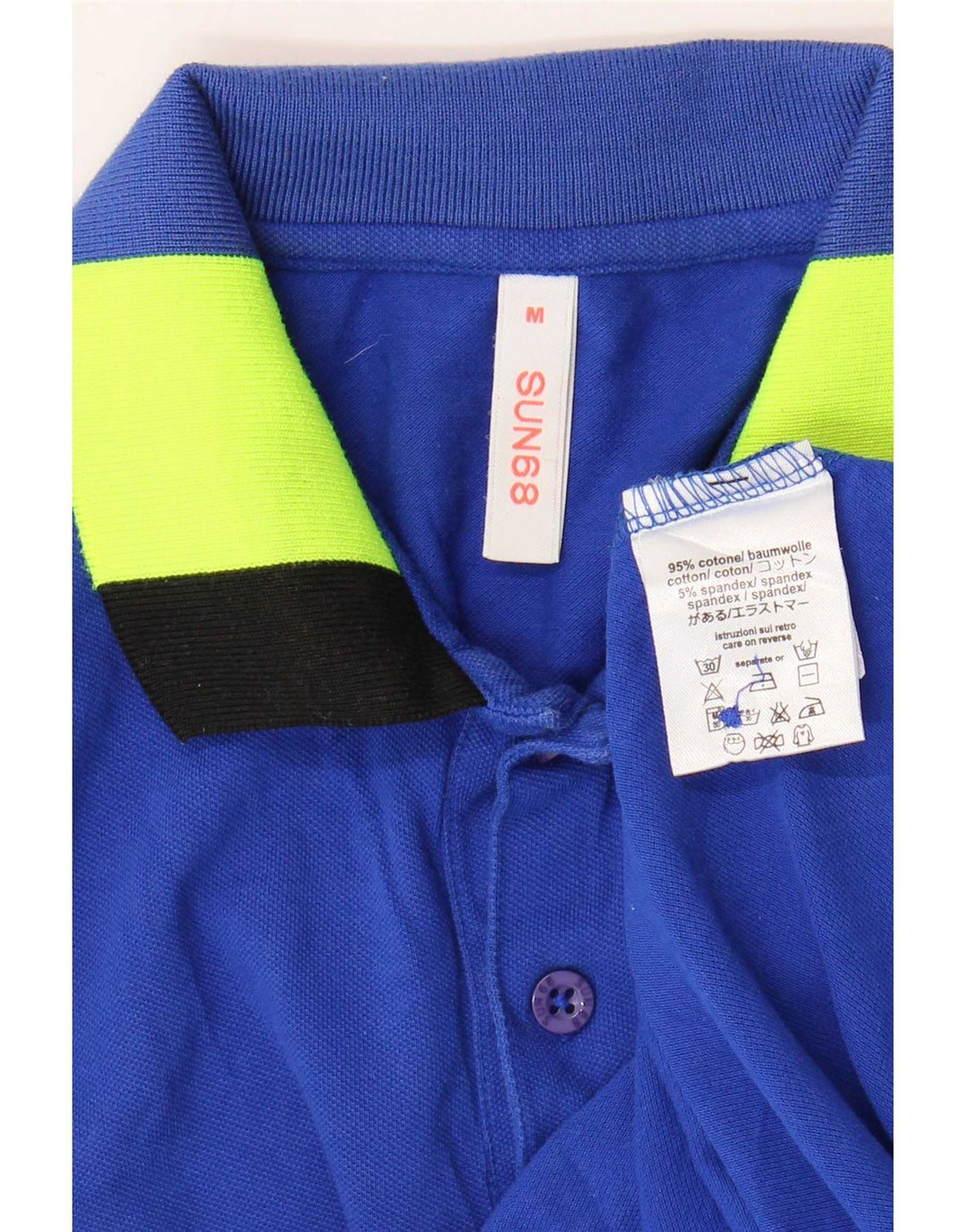 Tricou polo Sun68 pentru bărbați, bumbac cu dungi albastre medii