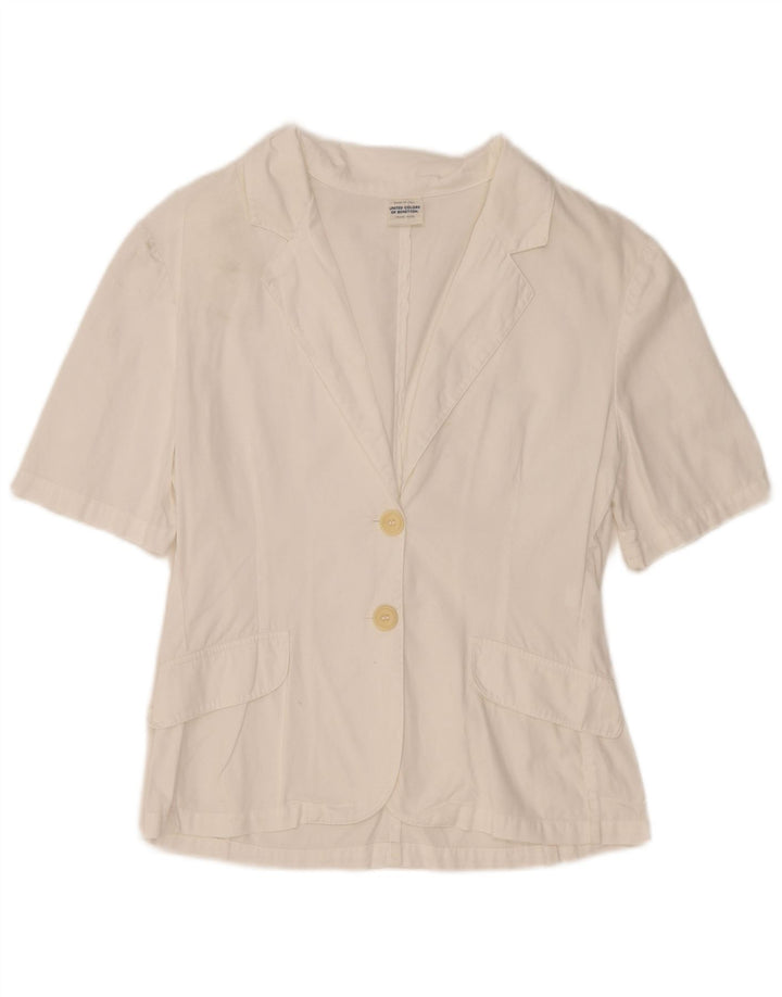 Top cardigan cu mânecă scurtă pentru femei Benetton IT 42 bumbac alb mediu