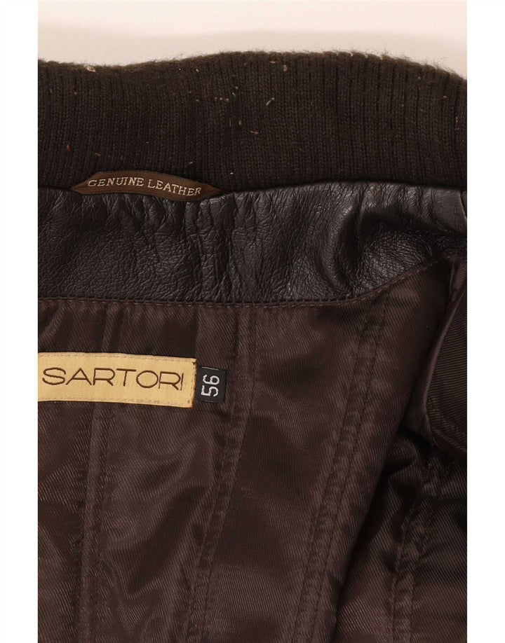 Palton din piele vintage pentru bărbați IT 58 3XL negru