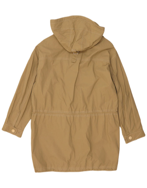 Jachetă parka supradimensionată cu glugă vintage pentru femei UK 8 mic, bej, bumbac