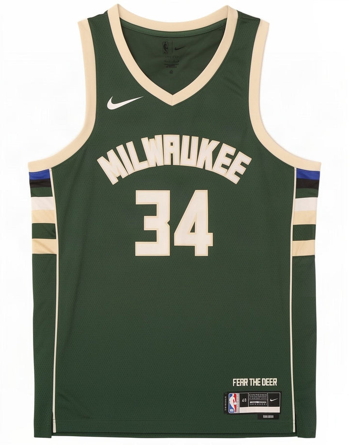 Top cu vestă grafică Nike Milwaukee 34 pentru bărbați, mare, verde, poliester color bloc