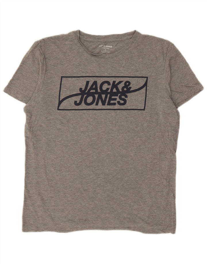 Tricou grafic Jack & Jones pentru bărbați Top mic din bumbac gri