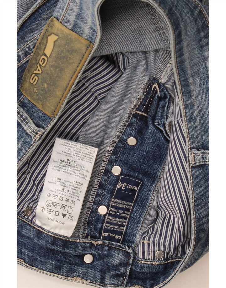 Pantaloni scurți din blugi pentru bărbați Gas W34, mare, albastru, bumbac