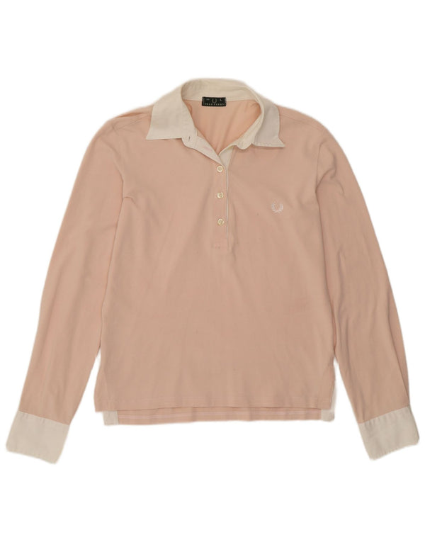 Tricou polo de rugby cu mânecă lungă pentru femei Fred Perry UK 14 mare, roz, color block