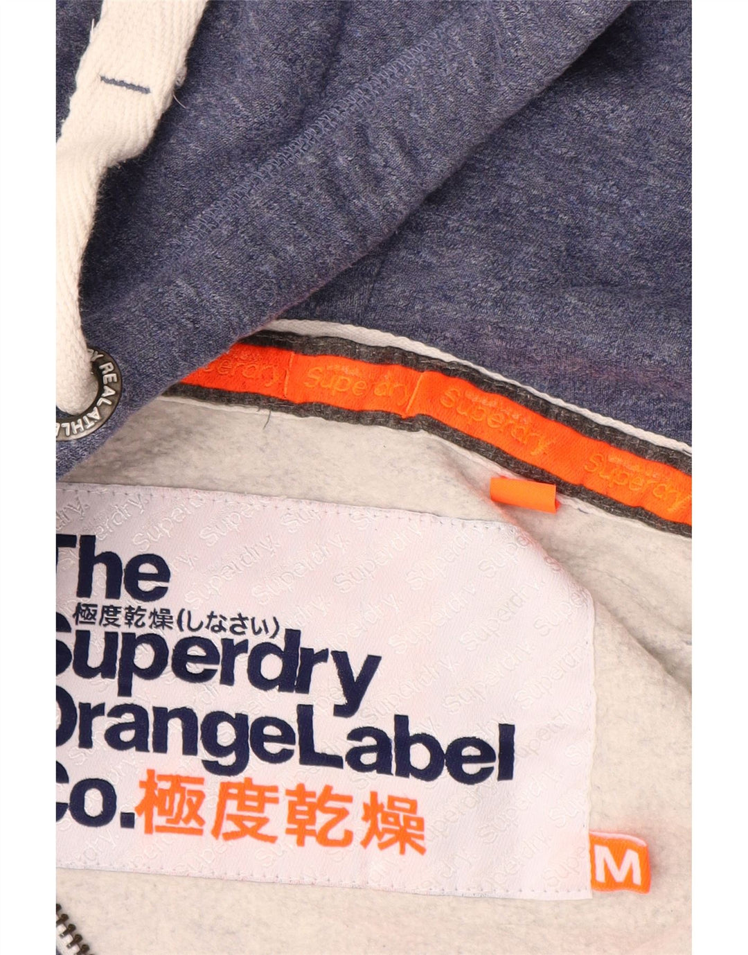 SUPERDRY Pulover cu capota cu fermoar pentru bărbați, bumbac albastru mediu