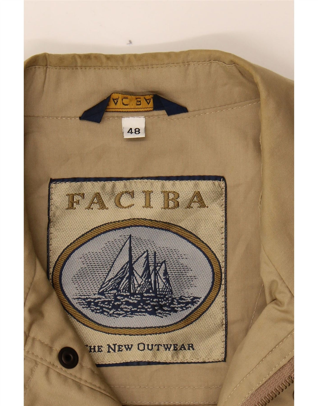 FACIBA Mens Bomber Jacket IT 48 Medium Beige Polyester Vintage Faciba and Second-Hand Faciba from Messina Hembry 