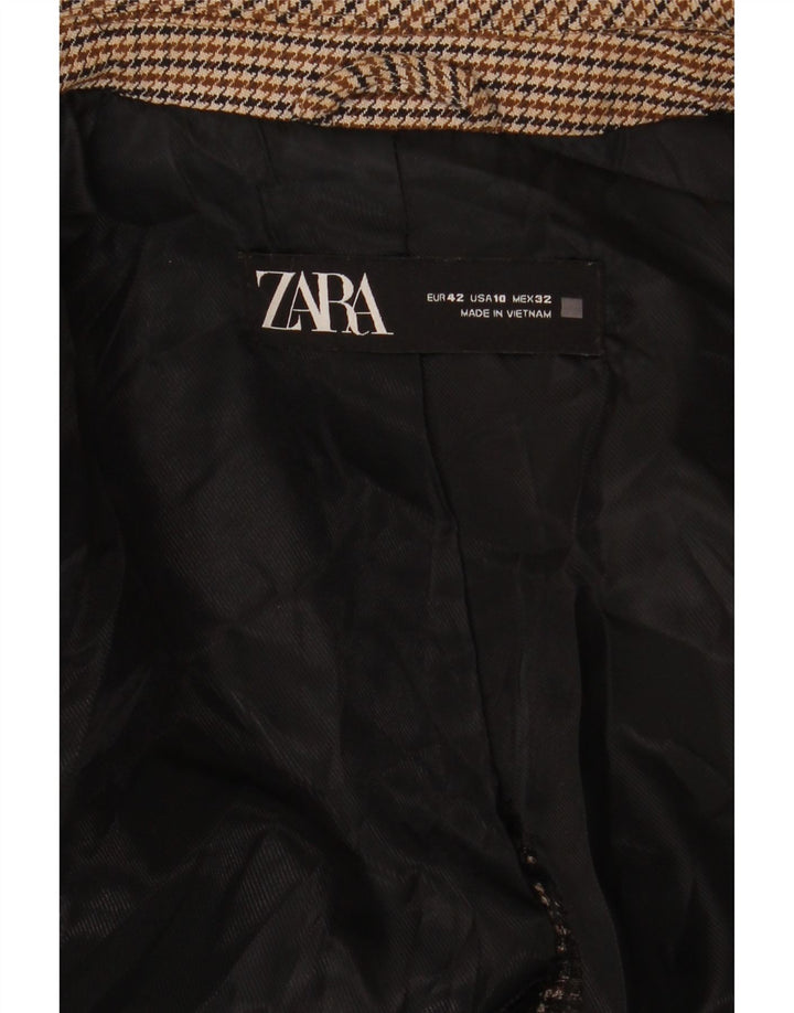 Blazer pentru femei Zara cu 1 nasture EU 42 Maro Maro Houndstooth