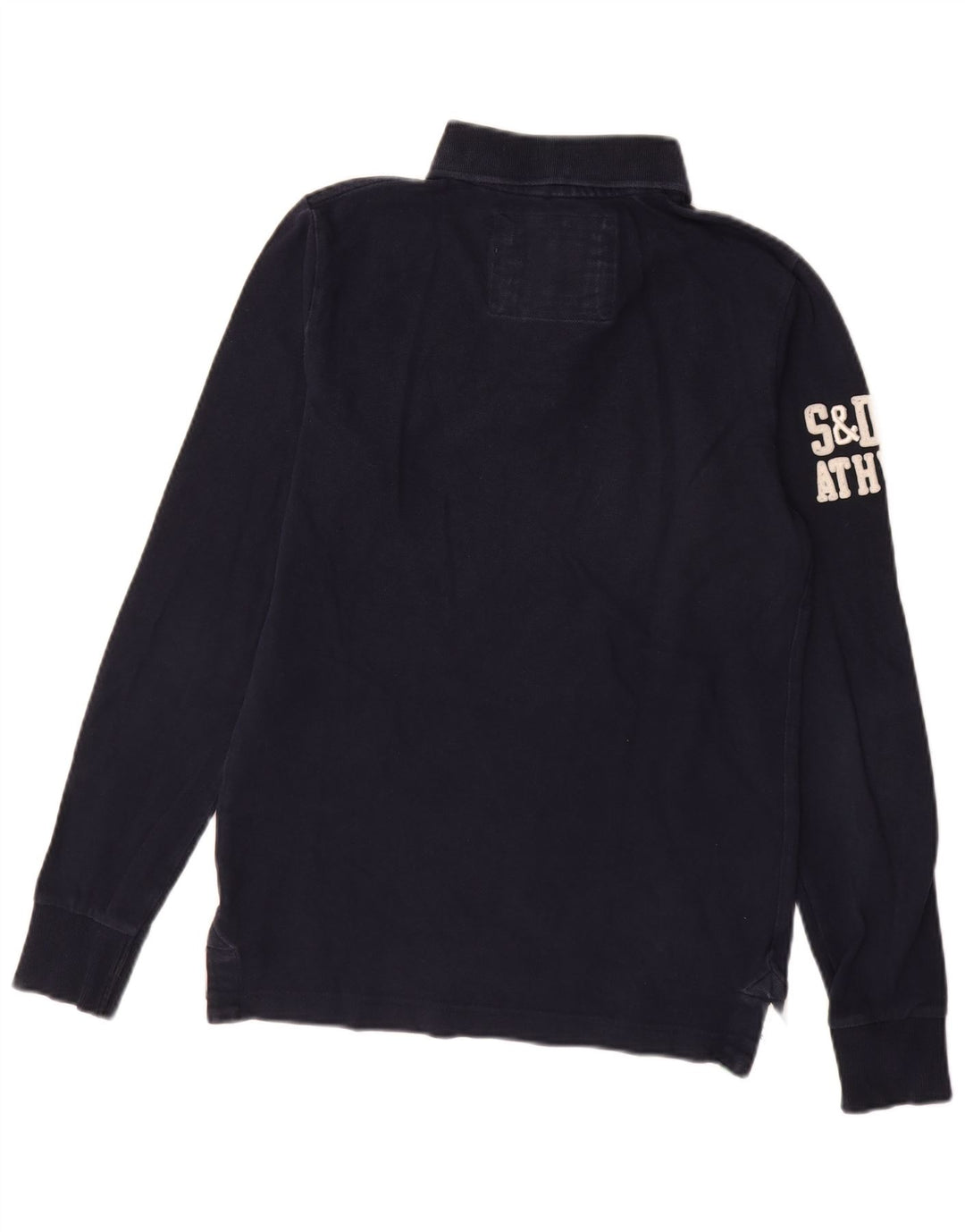 Tricou polo rugby cu mânecă lungă pentru bărbați Superdry, bumbac albastru bleumarin mediu