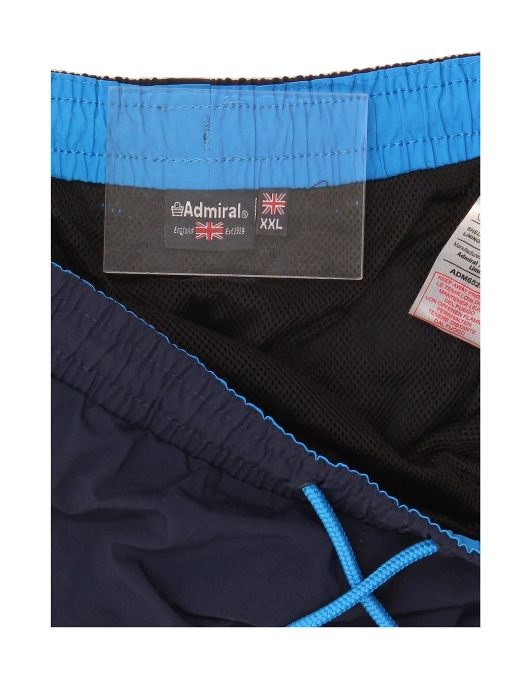 ADMIRAL Mens Graphic Swimwear 2XL Navy Blue Nylon Vintage Admiral and Second-Hand Admiral from Messina Hembry 