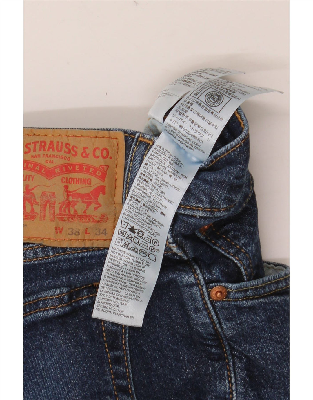 Blugi drepti pentru bărbați LEVI'S 514 W38 L34 Bumbac albastru