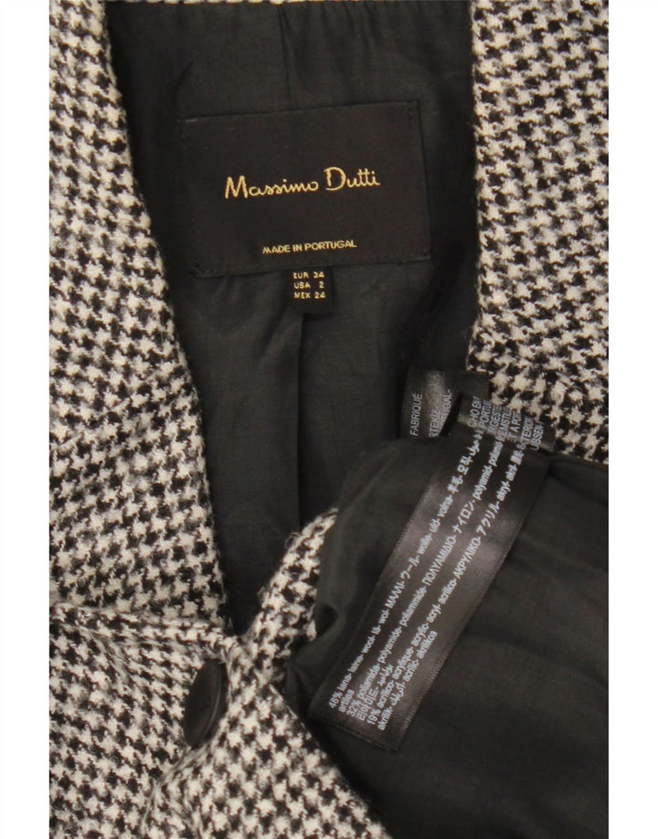 Massimo Dutti Jachetă pentru femei cu 1 nasture EU 34 2XS Lână gri Houndstooth