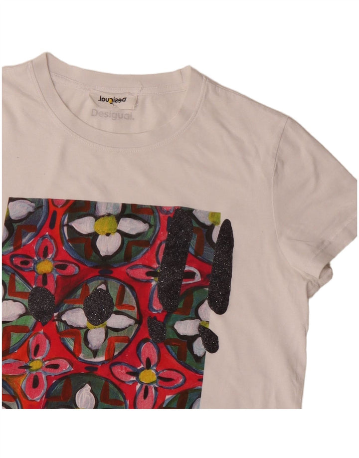 Tricou grafic Desigual pentru femei Top UK 12 Medium White