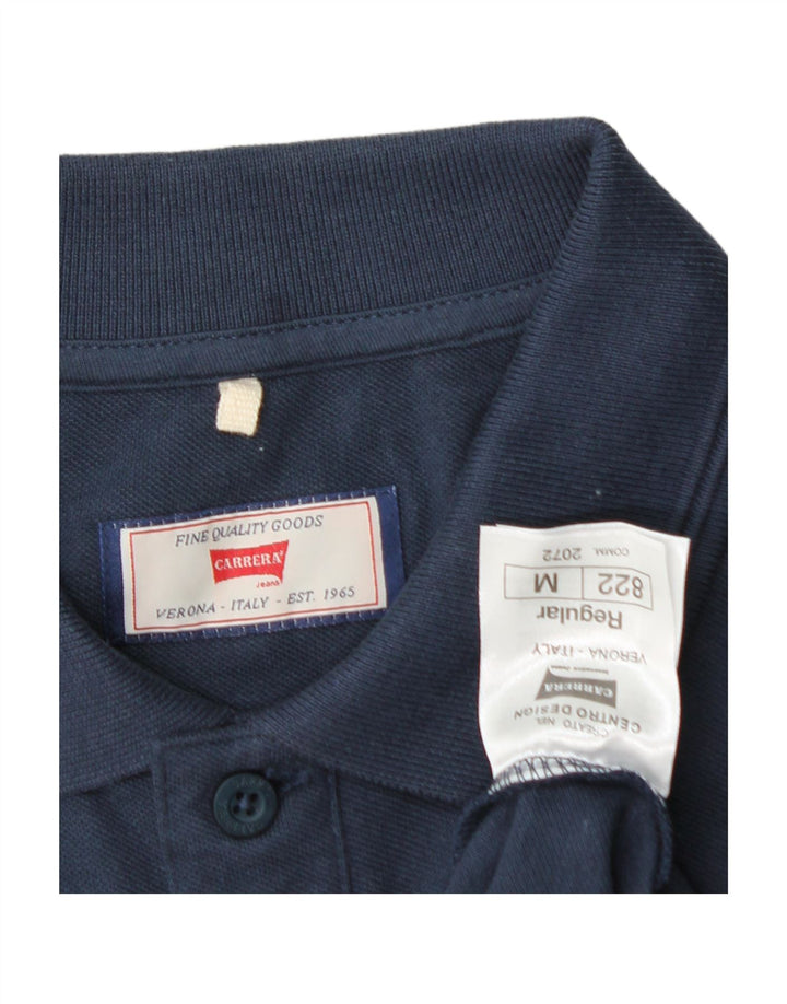 CARRERA Mens Regular Fit Long Sleeve Polo Shirt Medium Navy Blue Cotton