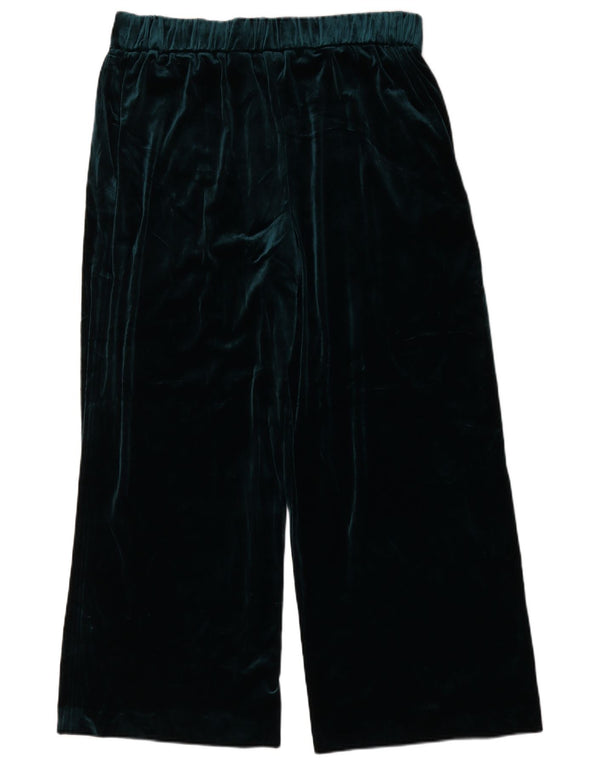 Marks & Spencer Womens Wide Leg Velvet Trousers UK 18 XL W36 L26 Green
