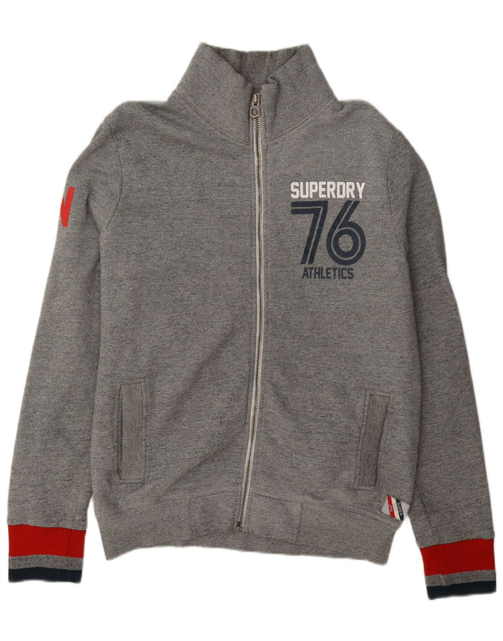 Jachetă de top pentru trening grafic Superdry pentru bărbați 2XL, bumbac color bloc, gri