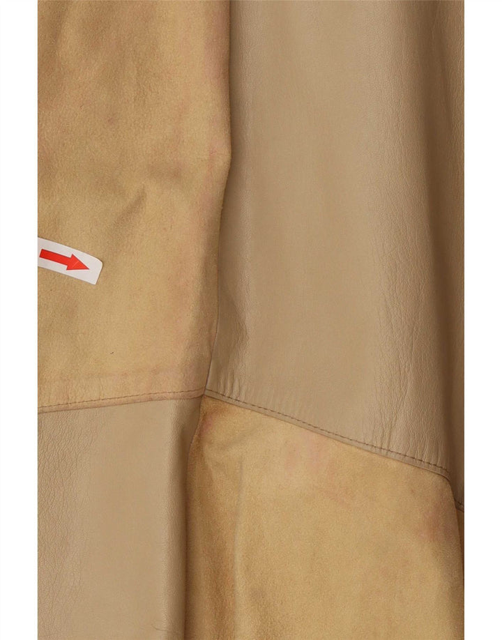 Fusta evazată din piele vintage pentru femei IT 42 Medium W26 Bej Colorblock