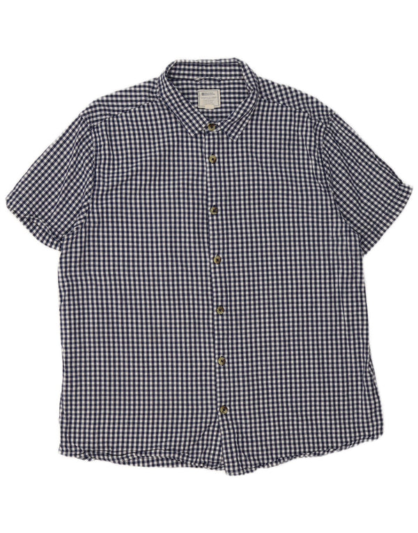 Cămașă cu mânecă scurtă pentru bărbați Mountain Warehouse 2XL, bumbac vichy albastru bleumarin