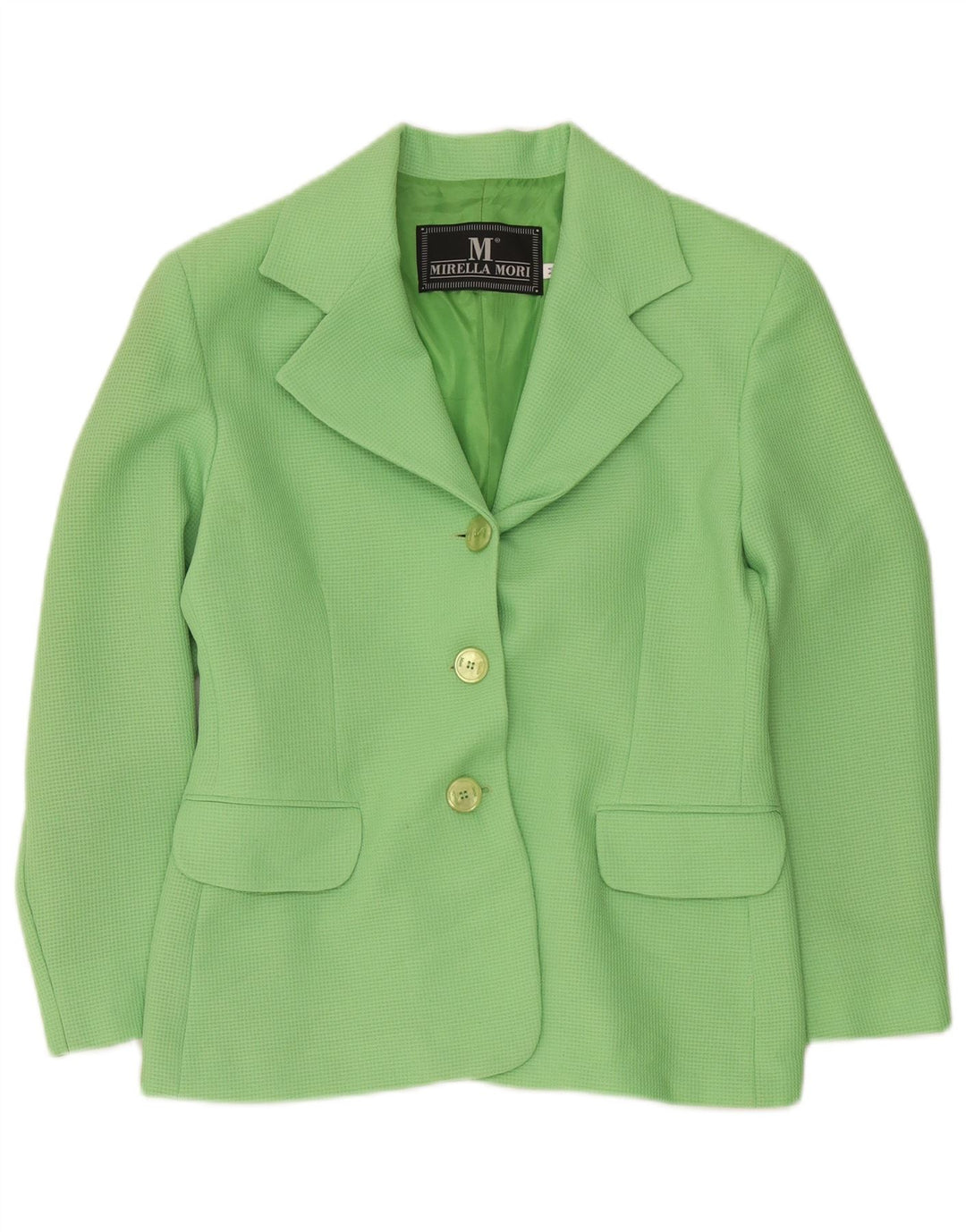 Jachetă Blazer pentru femei Mirella Mori, cu 3 nasturi, UK 14, bumbac verde mediu