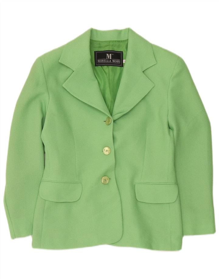 Jachetă Blazer pentru femei Mirella Mori, cu 3 nasturi, UK 14, bumbac verde mediu